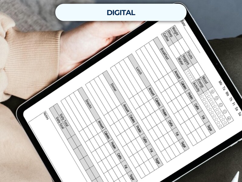 Daily Food Log Printable | Diary for Tracking Meals | Journal to Record ...
