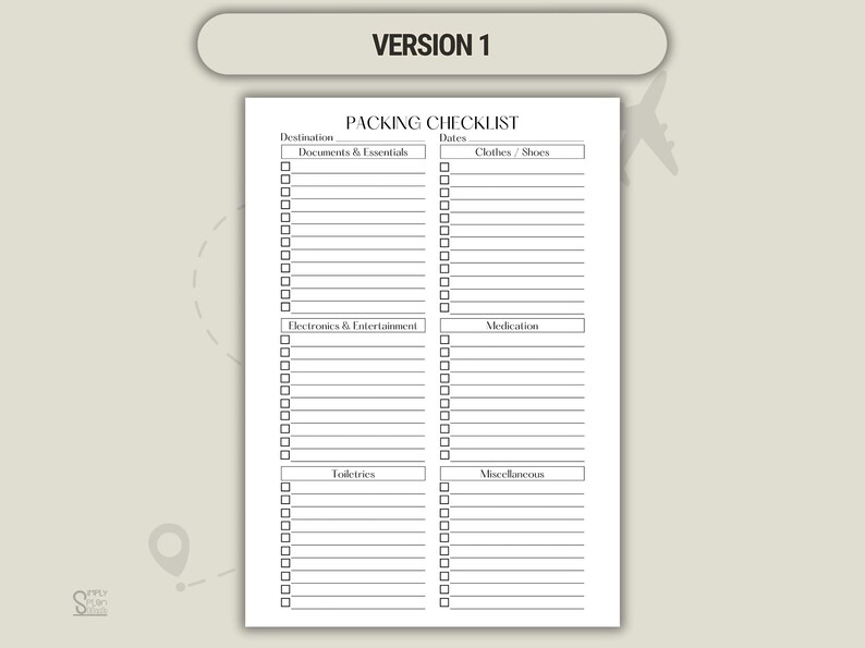 Travel Packing Checklist Printable: Vacation Planner Template (PDF/PNG ...