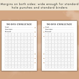 90 Day Challenge Tracker Printable for Reading, Saving, Habit, Fitness ...