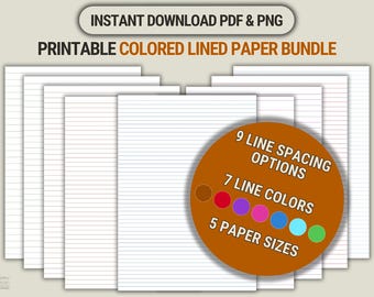 Printable Colored Lined Paper Set: A4/A5/Letter Sizes (PDF)