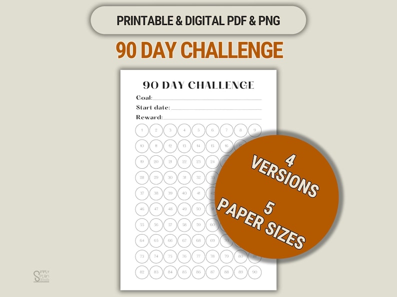 90 Day Challenge Tracker: Printable Goal Planner (PDF Download) - Etsy