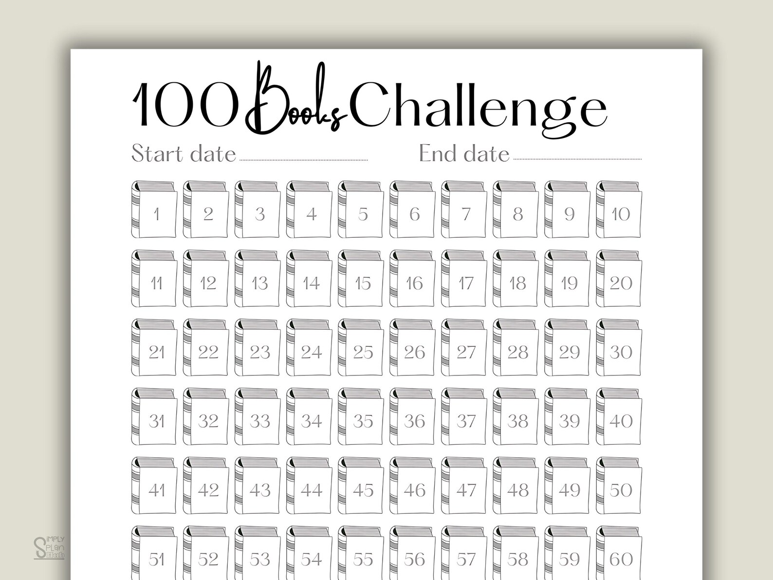 100 Book Reading Challenge Tracker: Printable Reading Journal (PDF ...