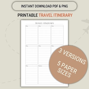 Modelo de roteiro de viagem para impressão, planejador de férias para escapadinhas de uma semana, plano de programação para férias, organizador de viagens essencial, download instantâneo em PDF