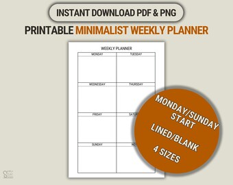Minimalist Weekly Planner Template: Printable & Digital (PDF)
