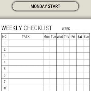 Minimalist Weekly Checklist Printable: to Do List Template (PDF & PNG ...