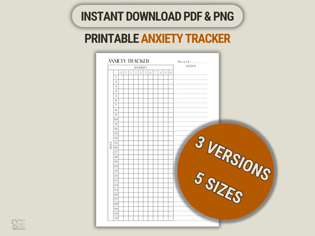 Anxiety Tracker Printable: Mental Health Journal, Daily Log (PDF ...