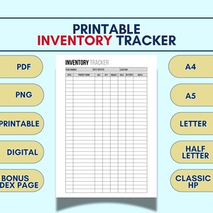 Printable Inventory Tracker for Small Business Stock Management Product Inventory Log Digital ...