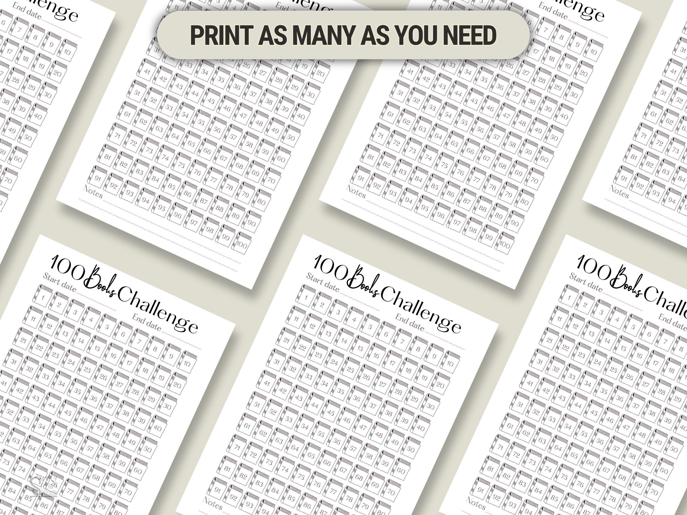 100 Book Reading Challenge Tracker: Printable Reading Journal (PDF ...