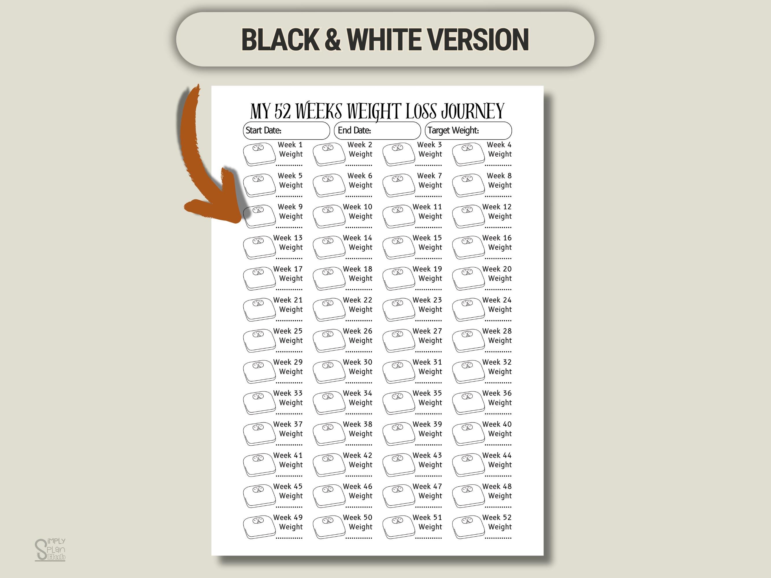 52 Week Weight Loss Tracker Printable (PDF & PNG) - Etsy