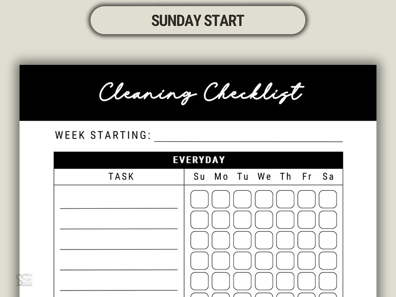 Cleaning Checklist Printable: Weekly, Daily Schedule (PDF, PNG) - Etsy ...