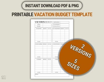 Vacation Budget Planner Printable: Travel Spending Template (PDF & PNG)