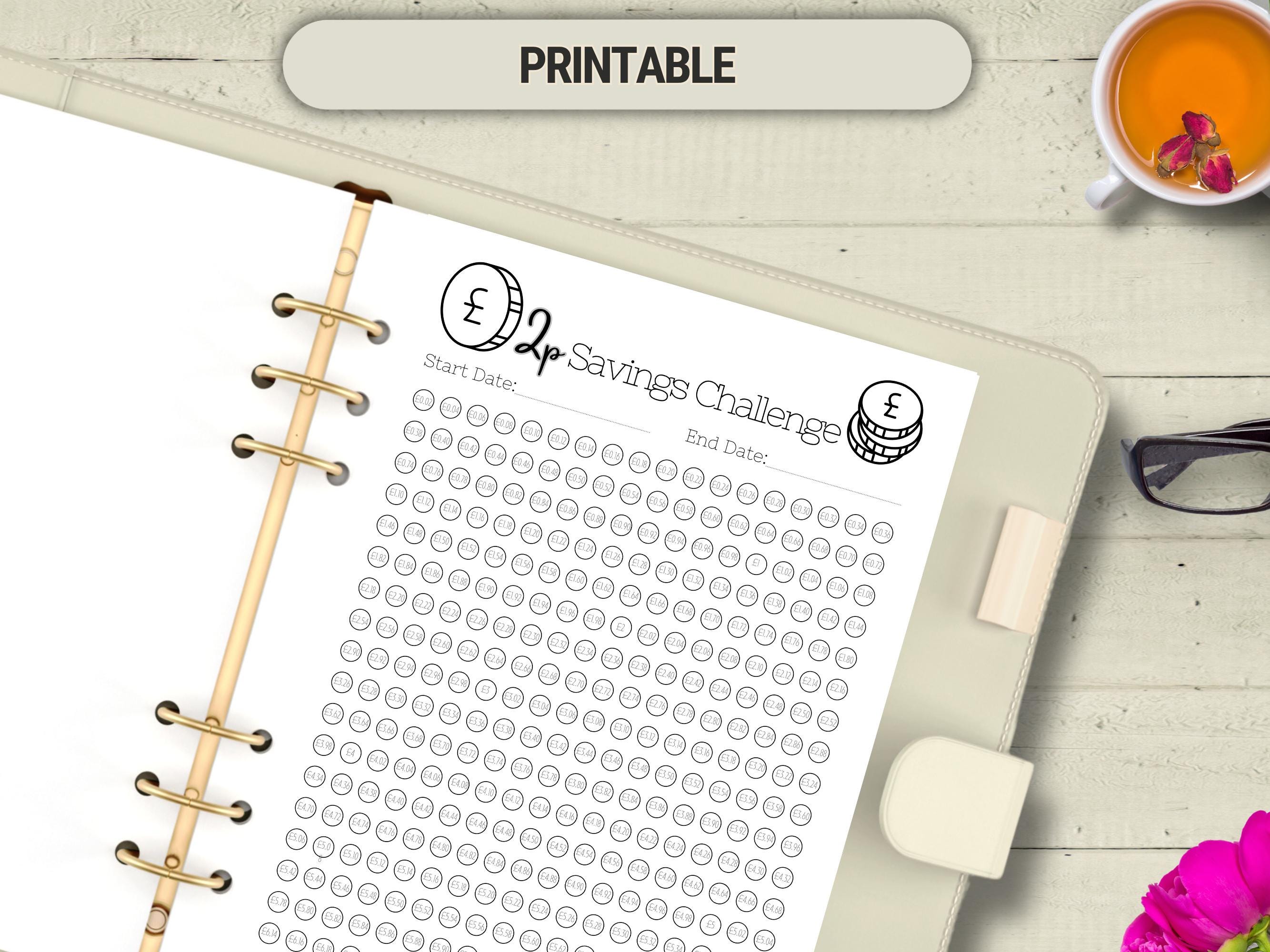 2p Saving Challenge UK Printable Money Tracker Instant Download — 2 ...