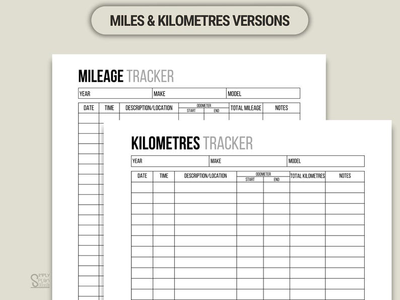 Printable Mileage Tracker Template: Miles & Kilometers (PDF, PNG ...