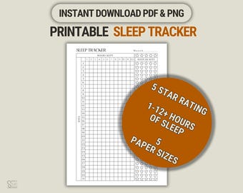Monthly Sleep Tracker Printable: Sleep Log, Health Planner (PDF/PNG)