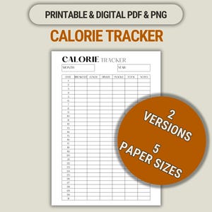 Calorie Tracker Printable: Fitness & Wellness Planer (Digitales PDF)