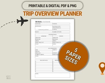 Travel Planner Printable: Vacation Itinerary Organizer (PDF/PNG)