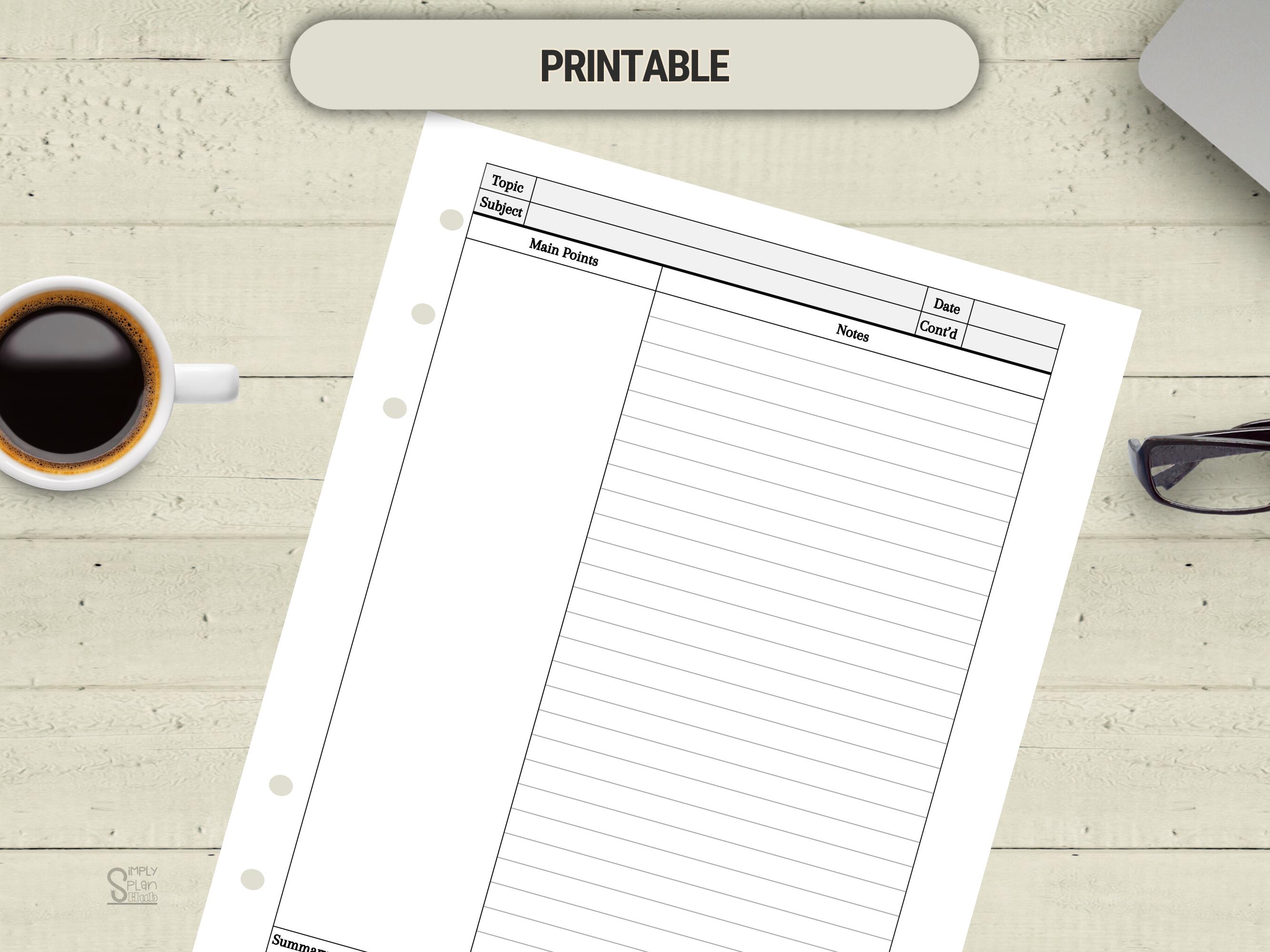 Printable Cornell Notes Template: Graph, Ruled, Dotted, Blank (PDF, PNG ...