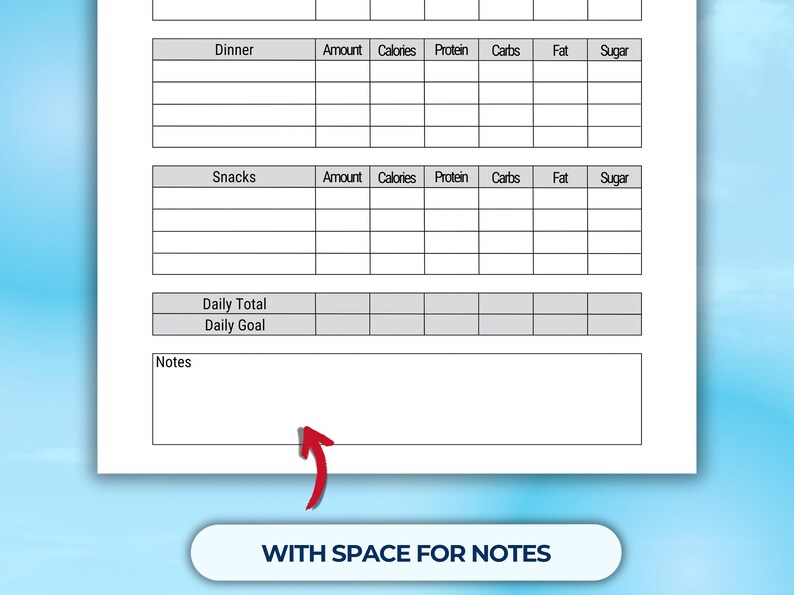 Daily Food Log Printable | Diary for Tracking Meals | Journal to Record ...