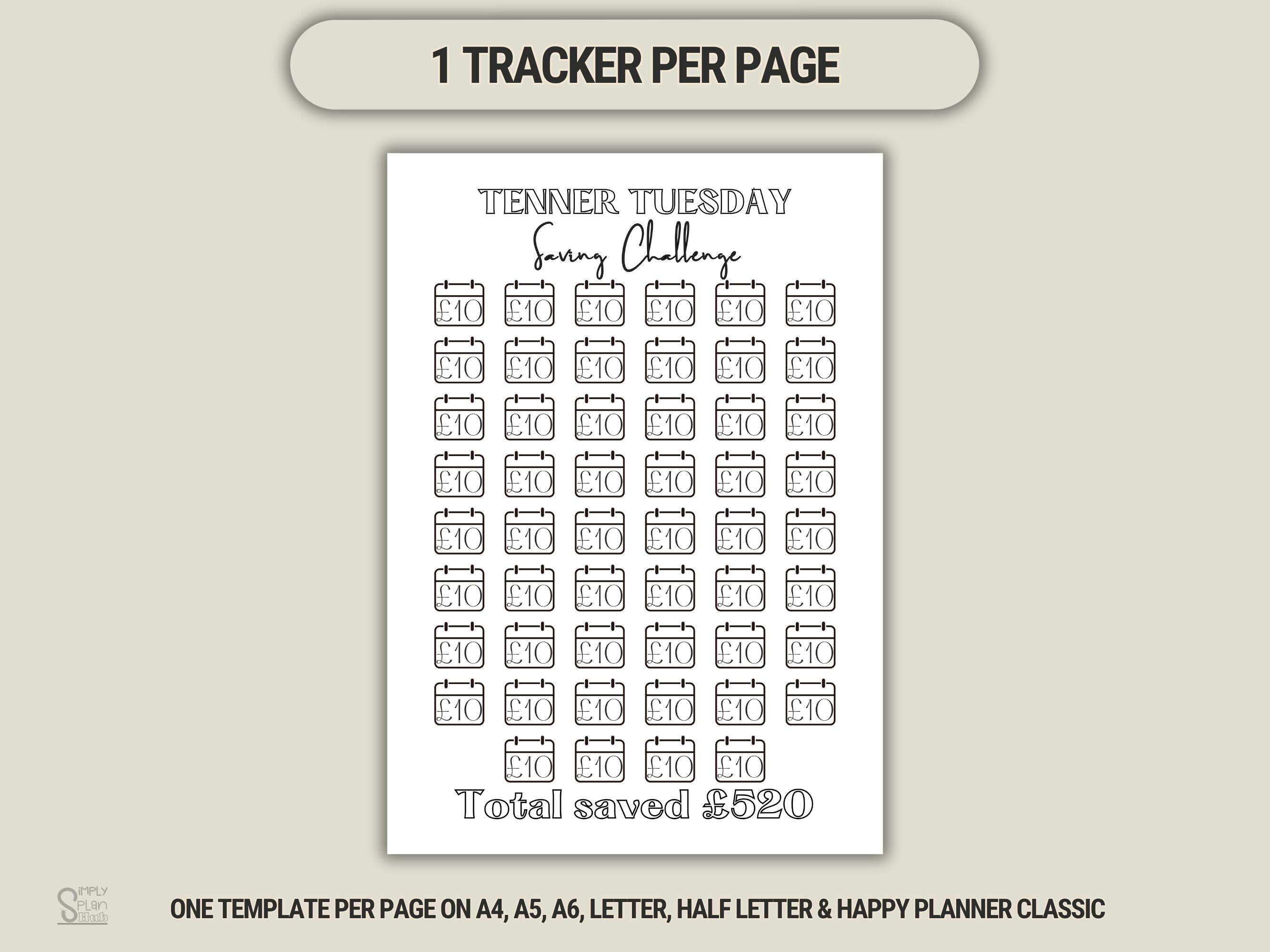 Tenner Tuesday 10 Pound Saving Challenge Printable Tenner Tuesday Tracker UK Money ...