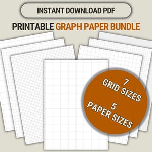 Paquete de papel cuadriculado imprimible y digital con 7 plantillas de cuadrícula en tamaño A4/A5/Carta EE. UU./Media carta/Clásico Happy Planner (PDF)