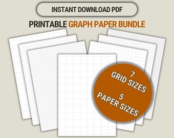 Graph Paper Bundle Printable and Digital Graphing Paper Pages 7 Grid Templates in A4/A5/US Letter/Half Letter/Classic Happy Planner Size PDF