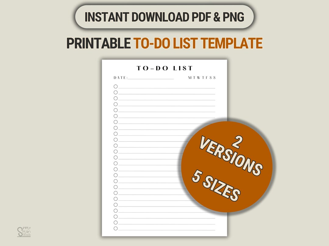 Printable to Do List: Minimalist Daily Task Planner (a4/a5/letter/half ...