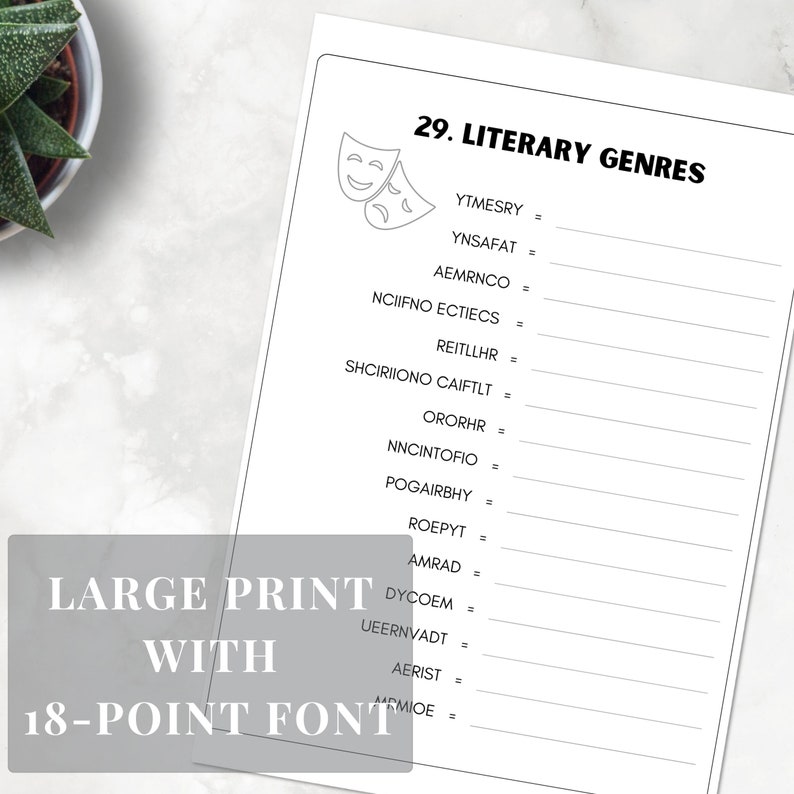 Printable Word Scramble Downloadable Puzzles for Adults Seniors and ...