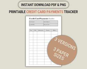 Kreditkarten Zahlung Tracker Printable: Haushaltsplaner (PDF & PNG)