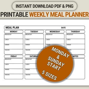 Weekly Meal Planner Template: 7-Day Food Plan (PDF/PNG)