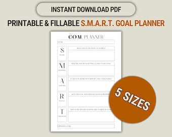 Planificador de objetivos SMART imprimible: Plantilla de plan de acción rellenable (PDF)