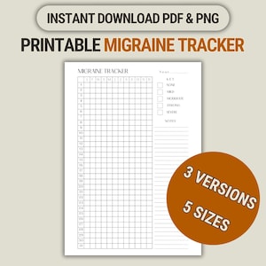 Migraine Tracker Insert: Printable Headache Log (PDF & PNG)