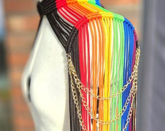 Abito per l'orgoglio lesbico, abito per l'orgoglio gay, abito da festival, moda CSD, abito per l'orgoglio, LGBTQ, abito per l'orgoglio, vestiti lgbt, girocollo arcobaleno per uomini dell'orgoglio