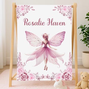 Fairy Princess Personalized Baby Girl Blanket, Toddler Birthday Gift, Baby Shower Gift, Fairy Tale Name Blanket, Floral Princess Nursery