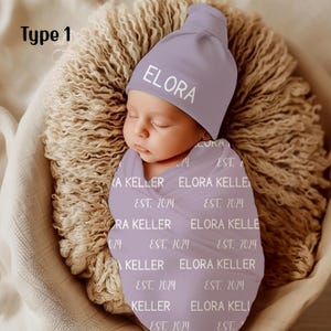 Babynaam personaliseren inbakerset deken, Coming Home-outfit pasgeborene, babyshowercadeau, fotoshoot pasgeborene, aankondiging ziekenhuisnaam
