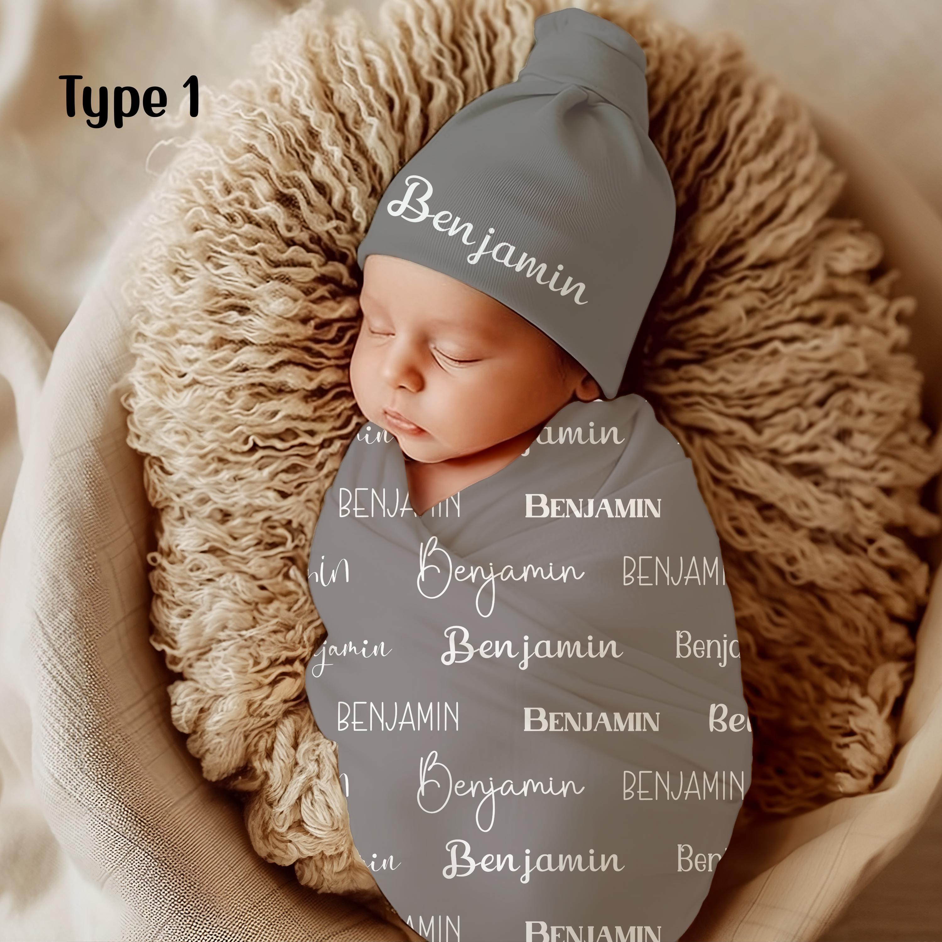 ベット Baby Name Personalize Gender Neutral Swaddle Blanket, Newborn