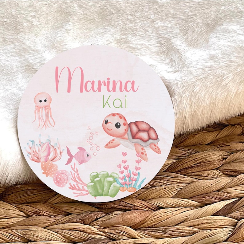 Sea Turtle Personalize Baby Girl Wood Birth Stats, Turtle Name Sign ...