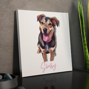 Custom Canvas Photo Tile for Pet Lovers, Dog Portrait Frame, Gift for Animal Lovers, Personalized Artwork, Birthday/Anniversary Gift
