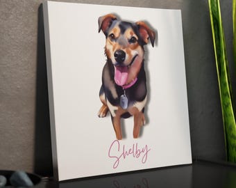 Custom Canvas Photo Tile for Pet Lovers, Dog Portrait Frame, Gift for Animal Lovers, Personalized Artwork, Birthday/Anniversary Gift