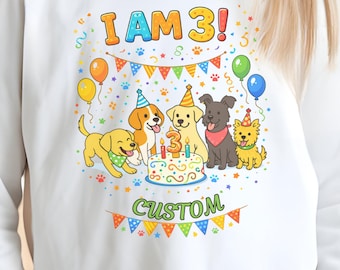 3rd Birthday for a Puppy Pawty, Custom Toddler Tee | Boys T-shirt, Girls shirt, Dog theme