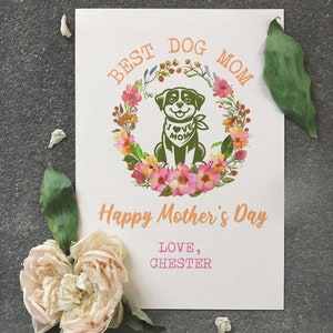 Tarjeta imprimible para el Día de la Madre, tarjeta personalizada para el Día de la Madre, descarga digital para el Día de la Madre, tarjeta para mamá de perro, tarjeta para mamá de flores en formato JPEG, tarjeta de felicitación para amantes de los perros