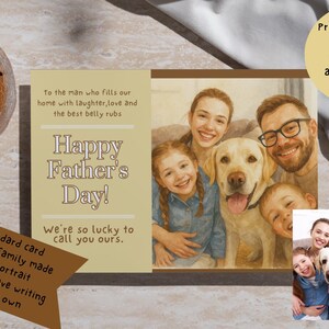 Father's Day Printable,Digital Download,From the Kids and Dog,Custom Card,Create Your Own,Portrait Design,Cartoon Image,Unique Gift
