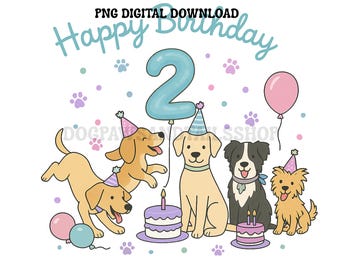 Puppy 2e verjaardag PNG: hondenliefhebber sublimatieontwerp (digitale download)
