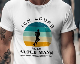 I Run Like an Old Man Motorcycle Shirt, Funny Vintage Sayings T-Shirt, Funny Retro Style Top, Humor Jogger Saying Jersey Top