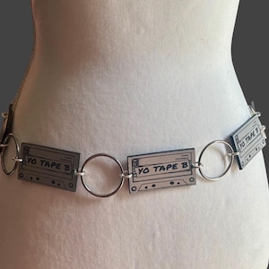 Tape B inspired customizable  acrylic metal ring belt! Silver, gold, iridescent, holographic and black and white available!