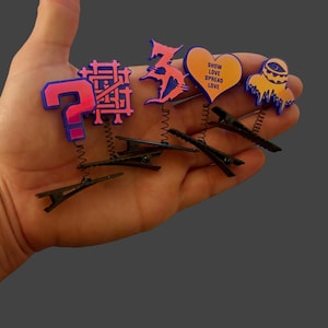 Customizable Violet holographic edm inspired sprout clips!! Charles daily bread Illenium tipper daily bread Griz Wakaan Subtronics
