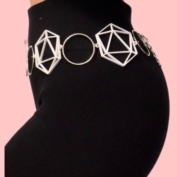 Odesza 3d printed metal circle belt! Available in black, white, red, pink, purple, olive green, beige, or brown!