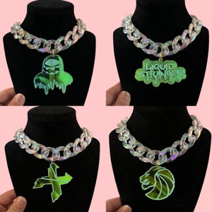 Customizable iridescent acrylic adjustable choker necklaces seven lions liquid stranger Wakaan Illenium Subtronics griz