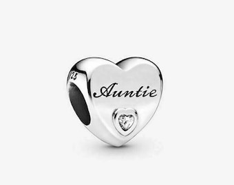 Auntie Heart Charm S925 Sterling Silver Mother’s Day/Birthday Gift /Christmas Gift