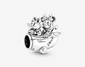 Disney Mickey Mouse & Minnie Mouse Airplane Charm S925 Sterling Silver Mother’s Day/Birthday Gift /Christmas Gift