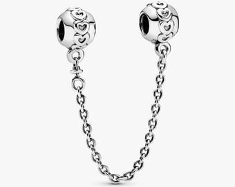 Band of Hearts Safety Chain Charm S925 Sterling Silver Mother’s Day/Birthday Gift /Christmas Gift